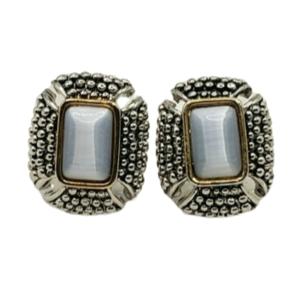 001 MX Square Shape Opalescent Hobnail Clip Ons 0001